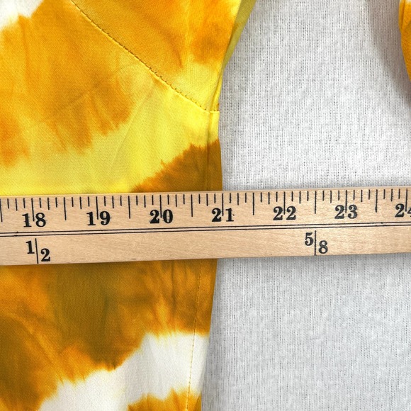MARTHA REY Dress Womens Medium Yellow Tie Dye Maxi Shirtdress Long Sleeve - Picture 8 of 11